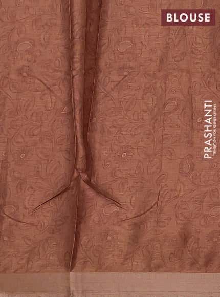 Teal Blue & Brown Semi Tussar Saree
