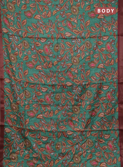 Green & Maroon Semi Tussar Saree