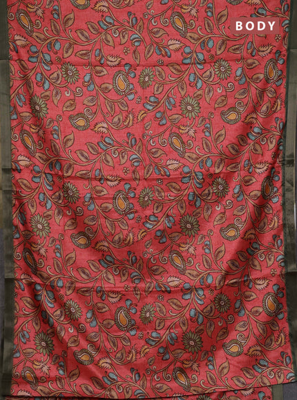 Peach & Green Semi Tussar Saree