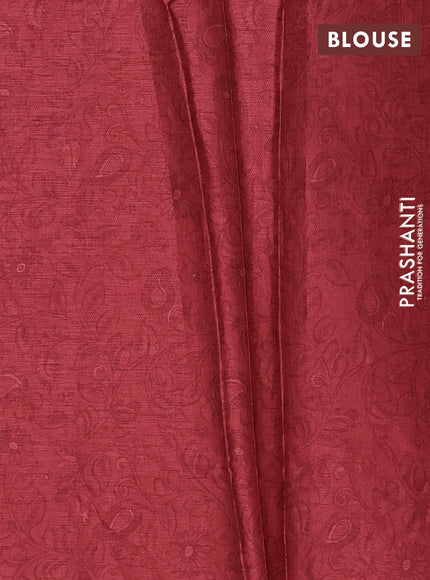 Mustard Yellow & Maroon Semi Tussar Saree
