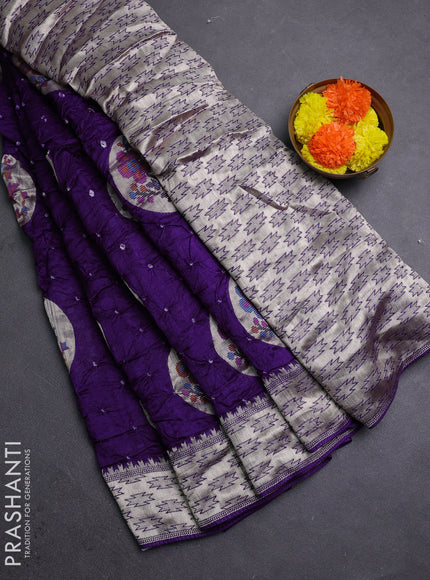 Violet Bandhani Silk Saree
