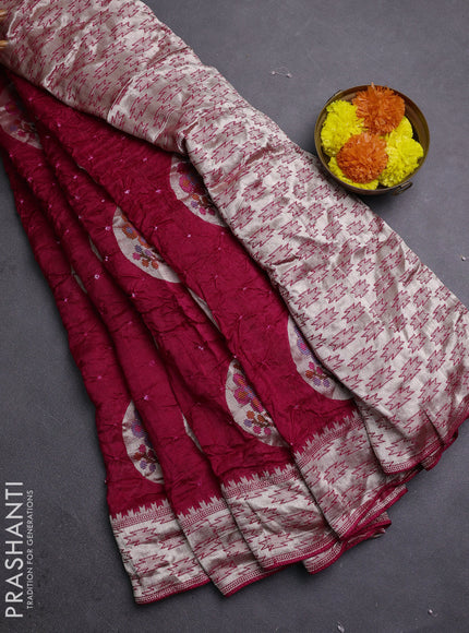 Pink Bandhani Silk Saree