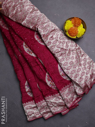 Pink Bandhani Silk Saree