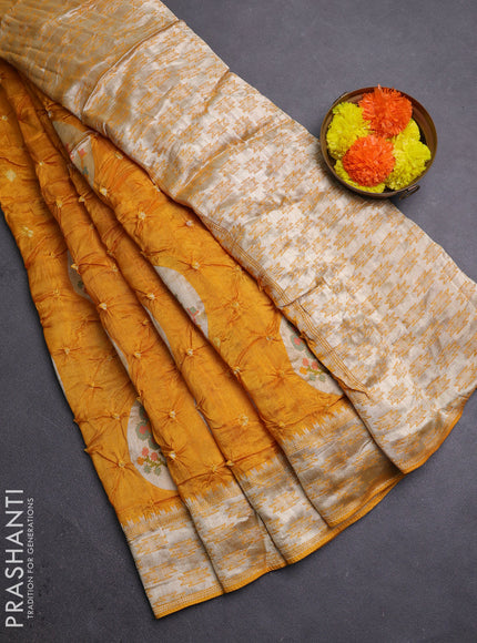 Mango Yellow Bandhani Silk Saree