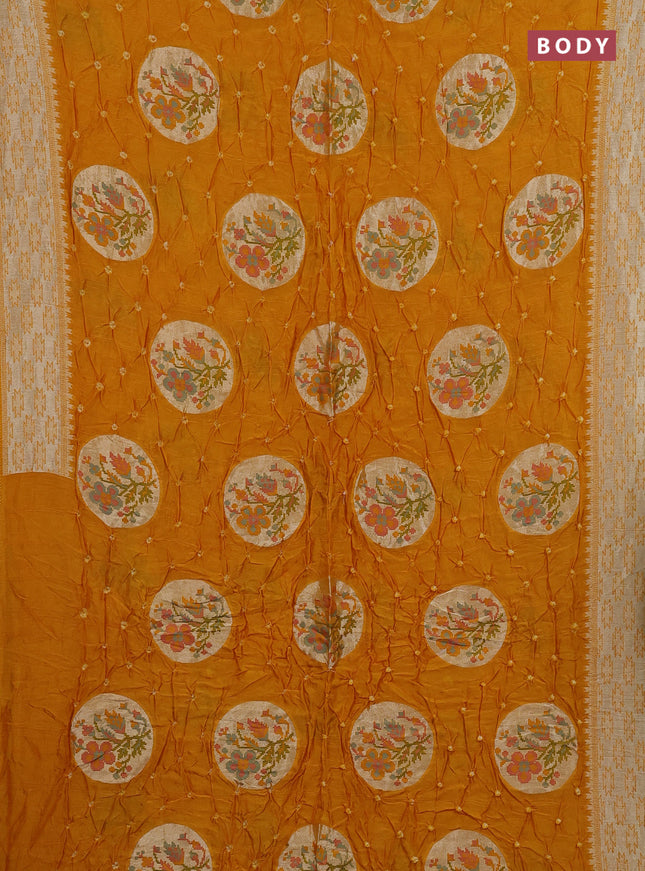 Mango Yellow Bandhani Silk Saree