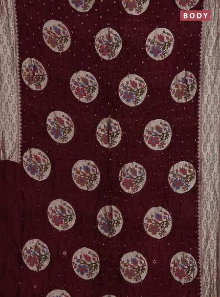 Wine Bandhani Silk Saree