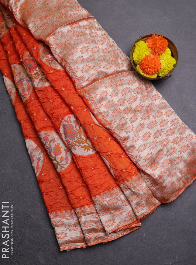 Orange Bandhani Silk Saree