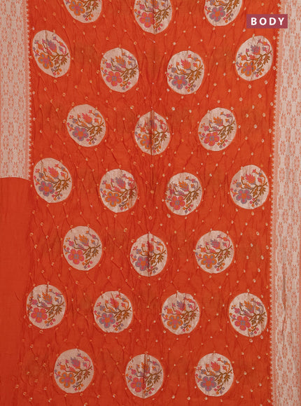 Orange Bandhani Silk Saree