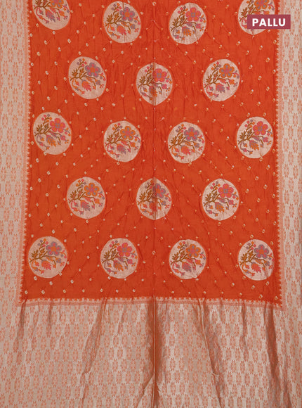 Orange Bandhani Silk Saree
