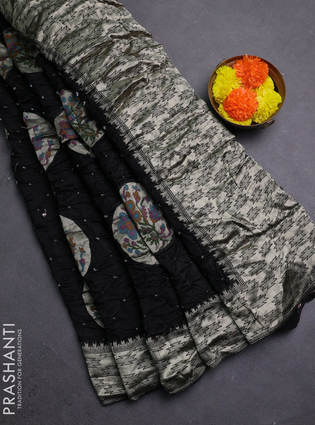 Black Bandhani Silk Saree