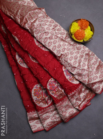 Red Bandhani Silk Saree