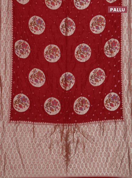 Red Bandhani Silk Saree