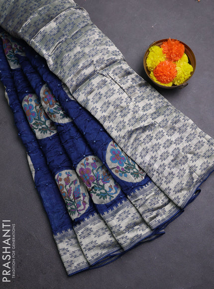 Blue Bandhani Silk Saree