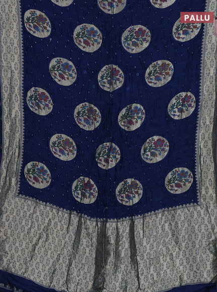 Blue Bandhani Silk Saree