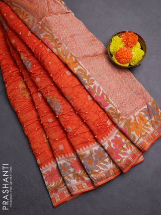 Orange Bandhani Silk Saree