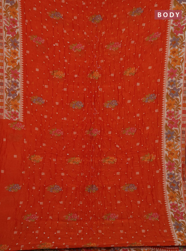 Orange Bandhani Silk Saree