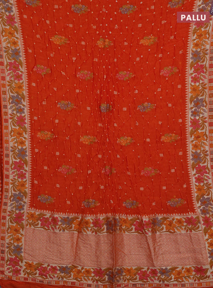 Orange Bandhani Silk Saree