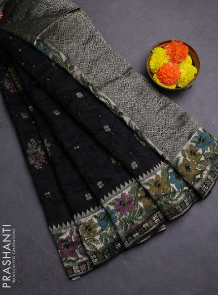 Black Bandhani Silk Saree