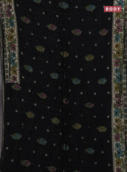 Black Bandhani Silk Saree