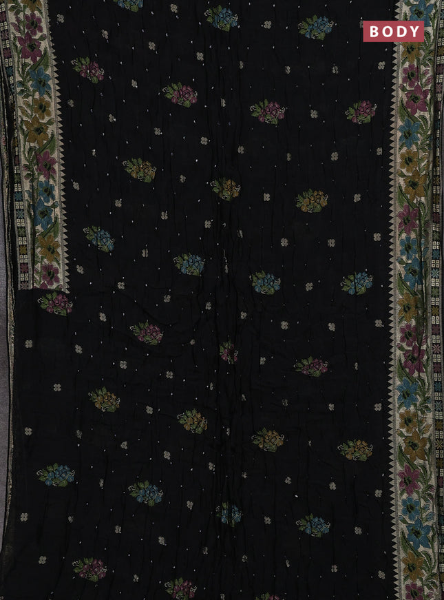 Black Bandhani Silk Saree