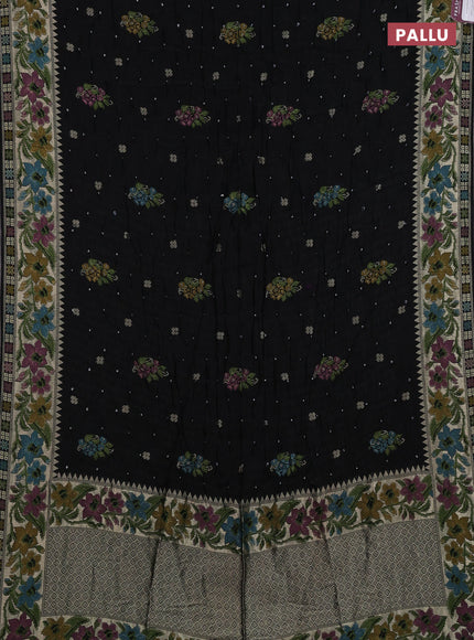 Black Bandhani Silk Saree
