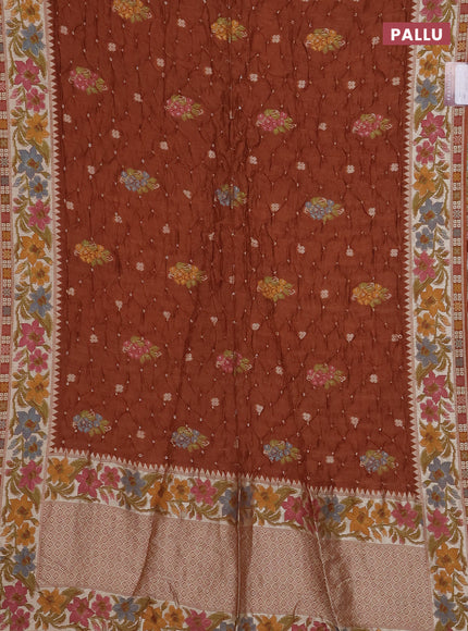 Brown Bandhani Silk Saree