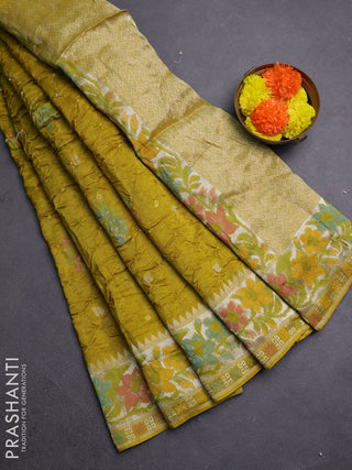 Lime Green Bandhani Silk Saree