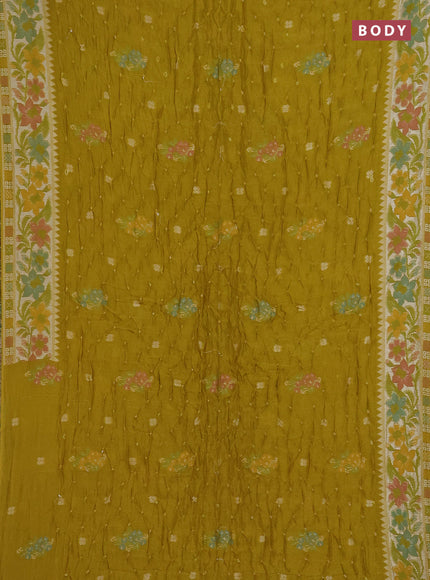 Lime Green Bandhani Silk Saree