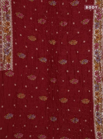 Red Bandhani Silk Saree