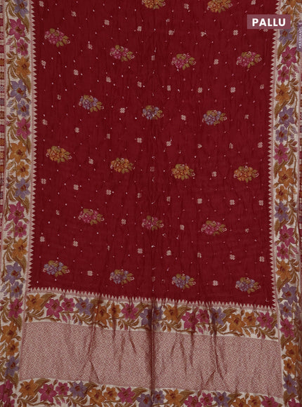 Red Bandhani Silk Saree
