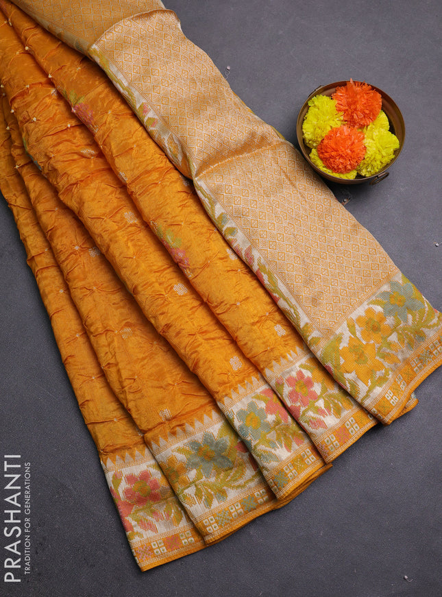 Mango Yellow Bandhani Silk Saree