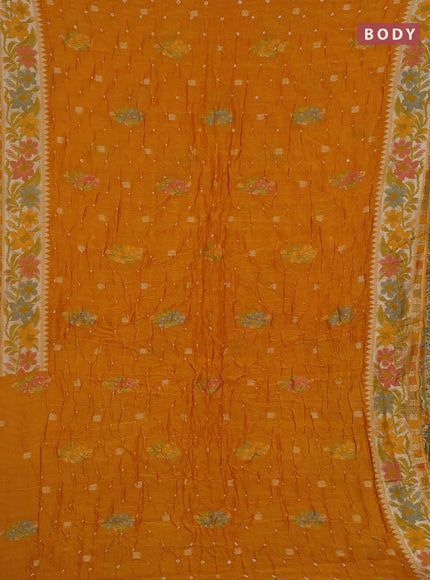 Mango Yellow Bandhani Silk Saree