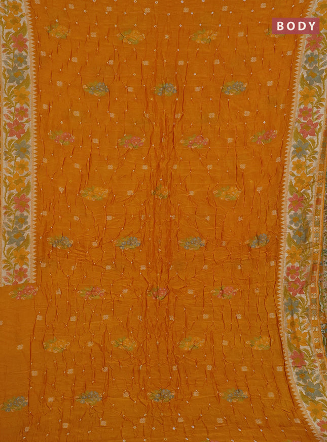 Mango Yellow Bandhani Silk Saree