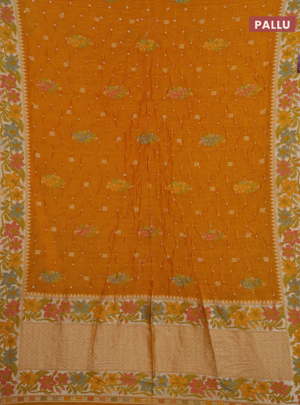 Mango Yellow Bandhani Silk Saree