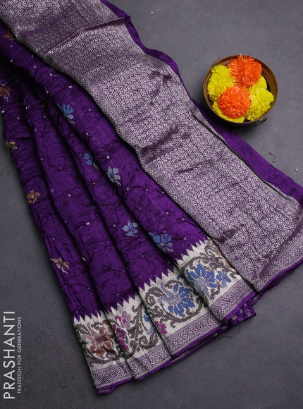 Violet Bandhani Silk Saree