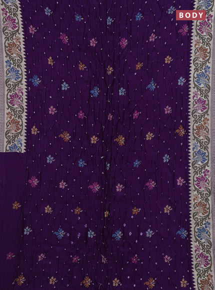 Violet Bandhani Silk Saree