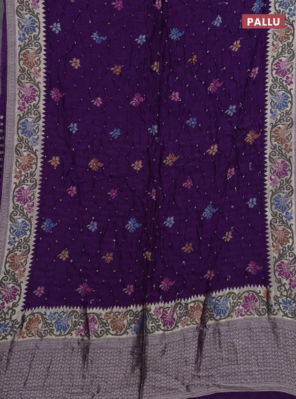 Violet Bandhani Silk Saree