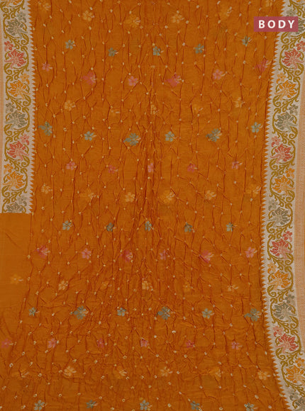 Mustard Yellow Bandhani Silk Saree