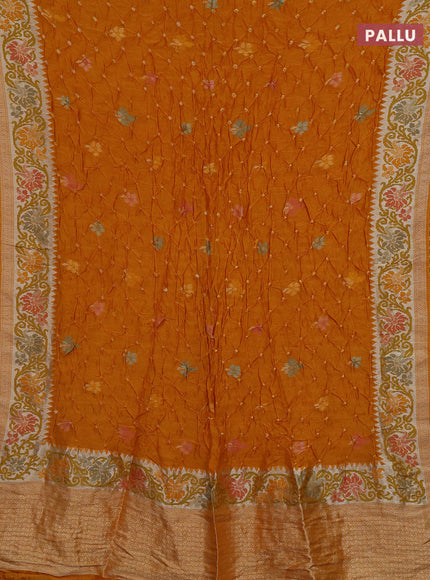 Mustard Yellow Bandhani Silk Saree