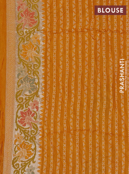 Mustard Yellow Bandhani Silk Saree