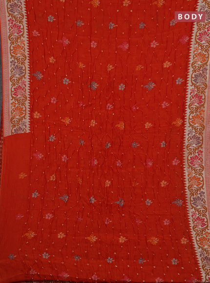 Orange Bandhani Silk Saree