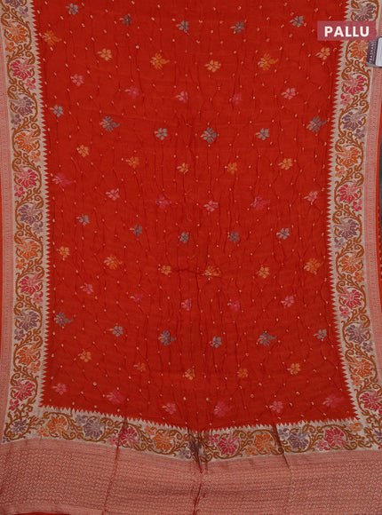 Orange Bandhani Silk Saree