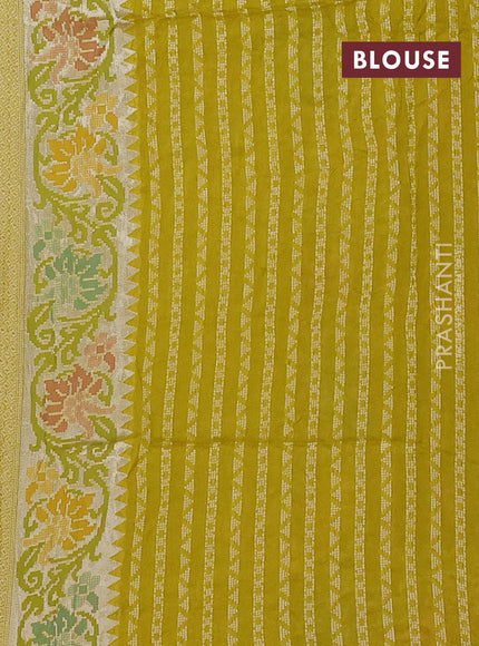 Lime Green Bandhani Silk Saree
