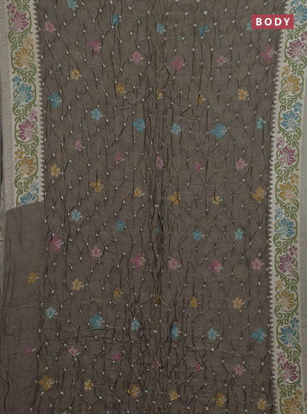Grey Bandhani Silk Saree