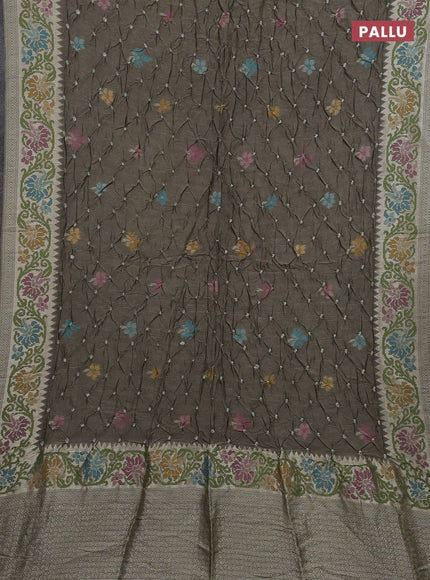 Grey Bandhani Silk Saree