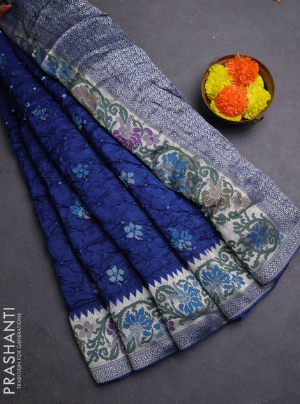 Blue Bandhani Silk Saree