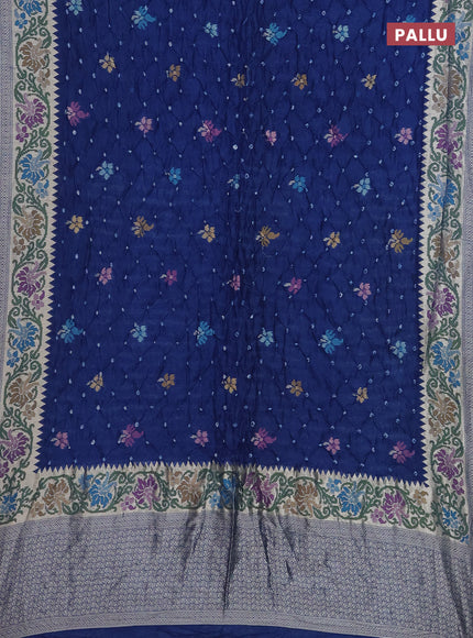 Blue Bandhani Silk Saree