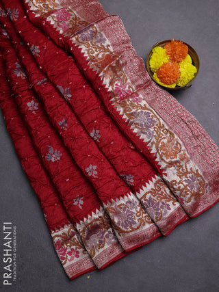 Red Bandhani Silk Saree