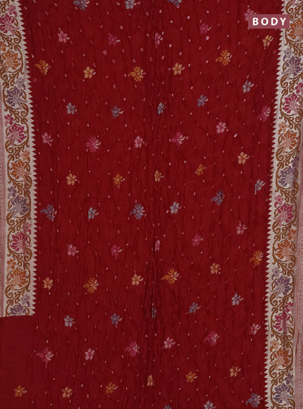 Red Bandhani Silk Saree