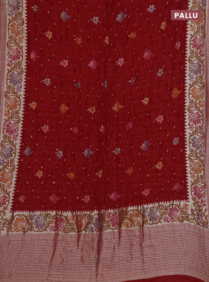 Red Bandhani Silk Saree
